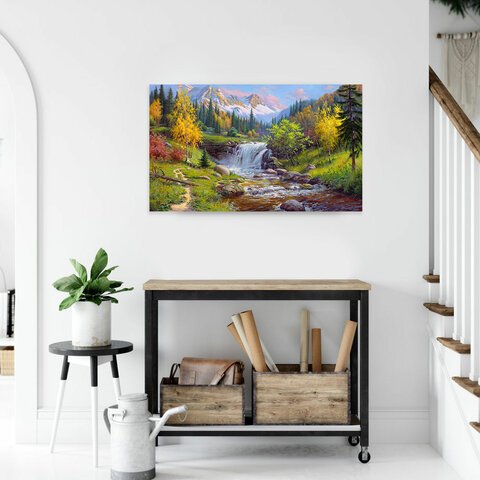 Картина стразами (алмазная мозаика), 40×50 см, ОСТРОВ СОКРОВИЩ «Горный ручей», без подрамника