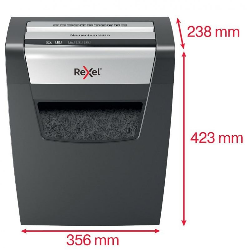 Уничтожитель (шредер) Rexel Momentum X410, 1-3 человека, 4 уровень секретности, фрагменты 4×28 мм, 10 листов, 23 л
