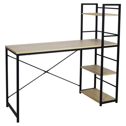 Стол на металлокаркасе BRABIX «LOFT CD-005»,1200×520х1200 мм, 3 полки, цвет дуб натуральный