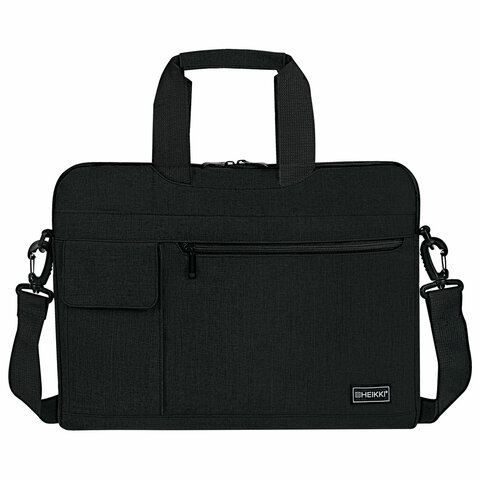 Сумка портфель HEIKKI NOVATION (ХЕЙКИ) с отделением для ноутбука 13-14", багажная лента, черная, 28×38х3 см