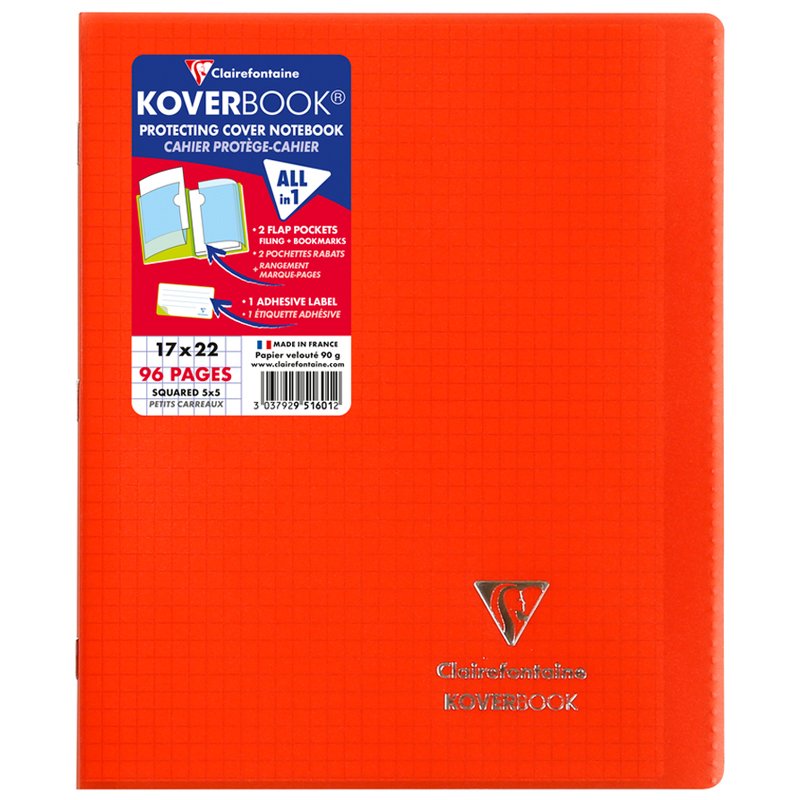 превью Бизнес-тетрадь 48л., 170×220мм, клетка Clairefontaine «Koverbook», 90г/м2, пластик. обложка, красная