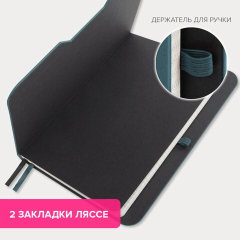 Блокнот А5 (148×218 мм), BRAUBERG «NOTE», под кожу софт-тач, с резинкой, 80 л., клетка, светло-серый
