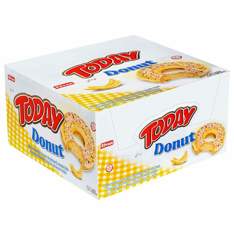 Кекс TODAY «Donut» со вкусом банана, ТУРЦИЯ, 24 штуки по 40 г в шоу-боксе