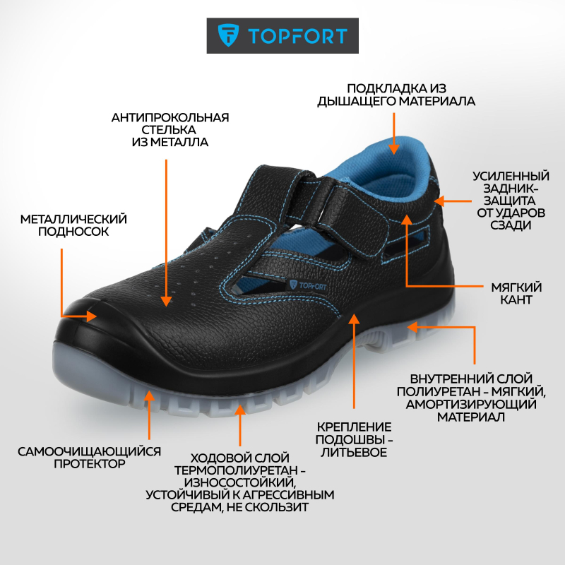 Полуботинки TOPFORT 2 МПП, ПУ/ТПУ р.48