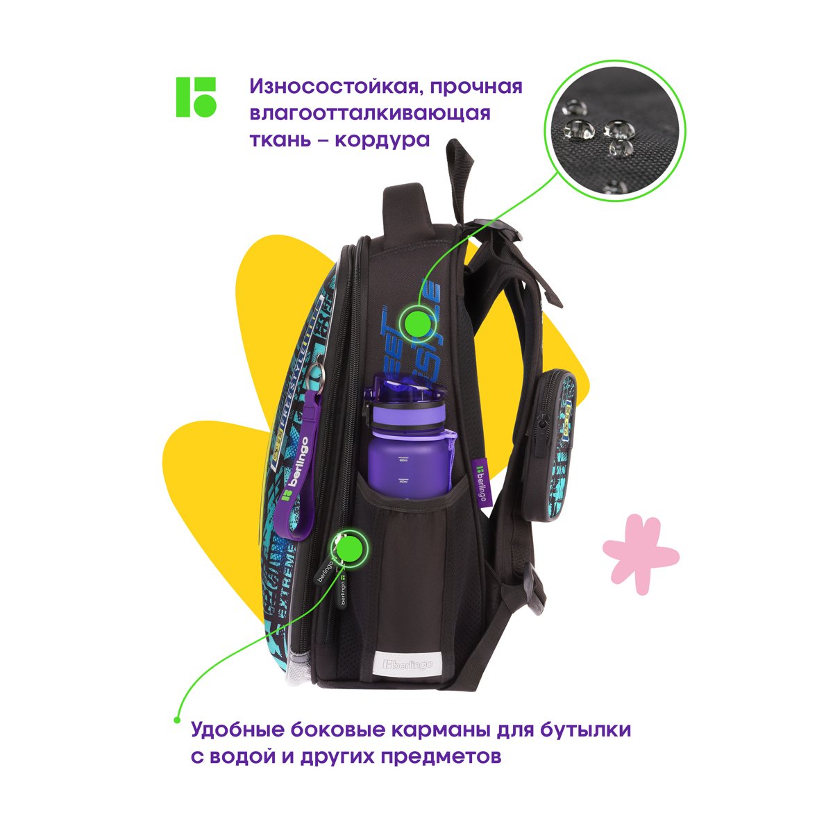Ранец Berlingo Expert «Skateboarding» 37×28×16см, 2 отделения, 2 кармана, анатомическая спинка