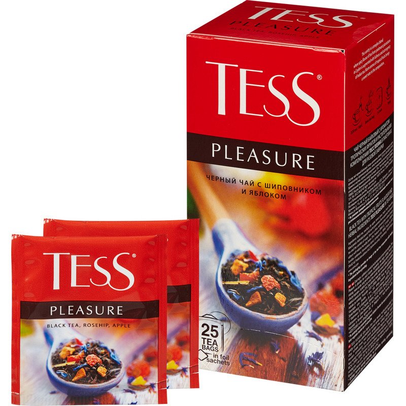 превью Чай черный ТЕSS Pleasure с фруктовыми добавками, 25 пакетиков