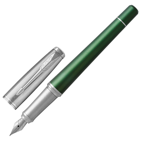 превью Ручка перьевая PARKER «Urban Premium Green CT», корпус зеленый, хромированные детали, синяя