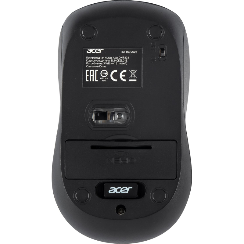 Мышь компьютерная Acer OMR131 черн. оптичес. (1000dpi) беспровод, USB (2but)