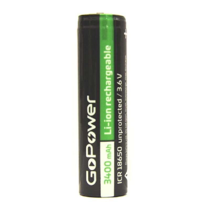 Аккумулятор Li-ion GoPower 18650 PC1 3.6V 3400mAh без защ плос/кон