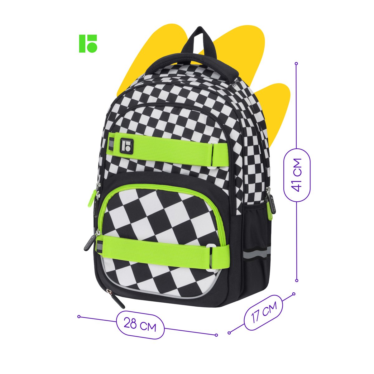 Рюкзак Berlingo Free Spirit «Street», 41×28×17см, 2 отделения, 3 кармана, уплотненная спинка