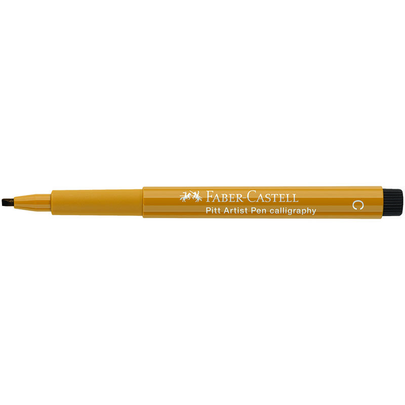 превью Ручка капиллярная Faber-Castell «Pitt Artist Pen Calligraphy» цвет 268 зеленое золото, С=2.5мм, пишущий узел каллиграфический