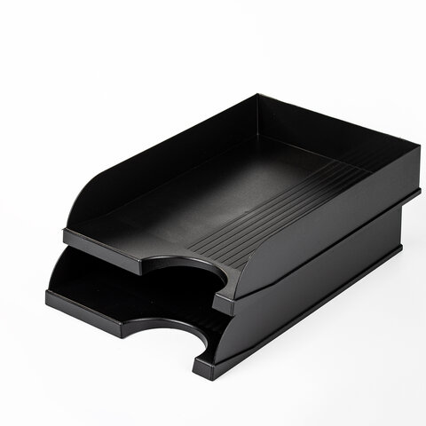 Лоток горизонтальный для бумаг BRAUBERG Standard, 350×253х65 мм, черный, 237947