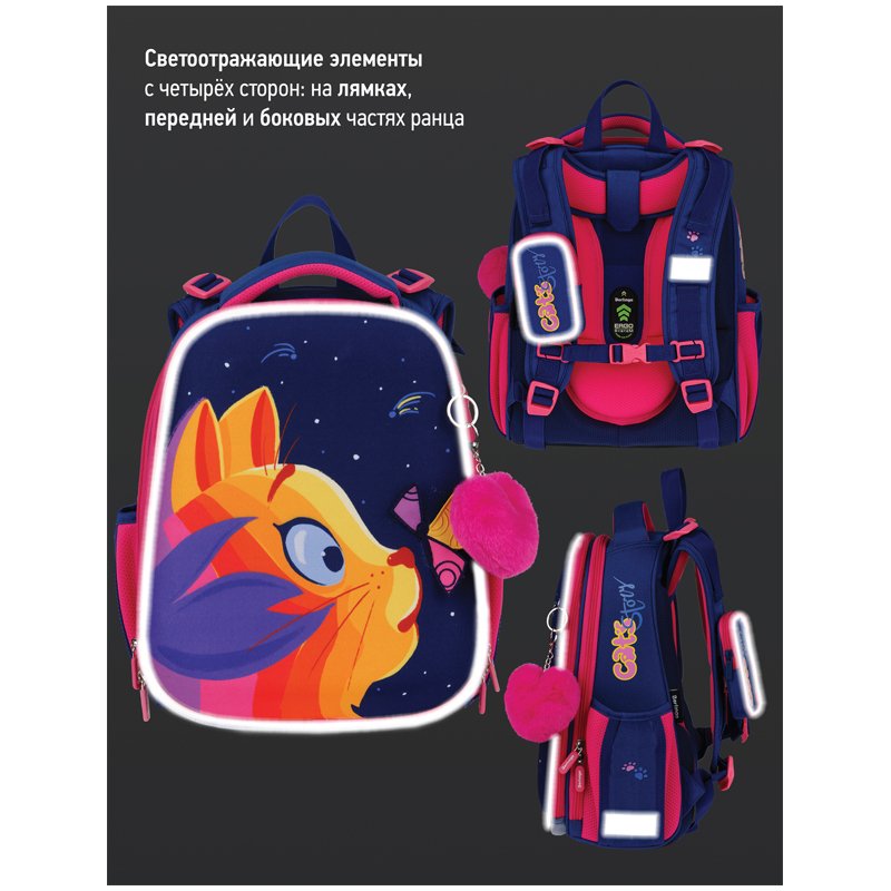 Ранец Berlingo Expert «Surprised cat» 37×28×16см, 2 отделения, 2 кармана, анатомическая спинка