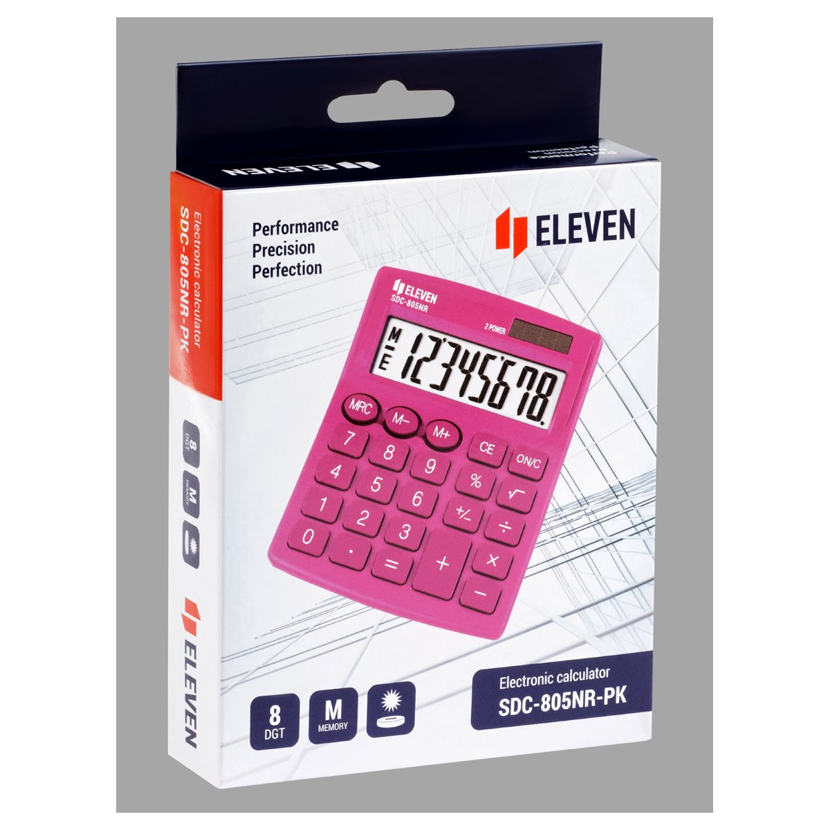 Калькулятор настольный Eleven SDC-805NR-PK, 8 разр., двойное питание, 127×105×21мм, розовый