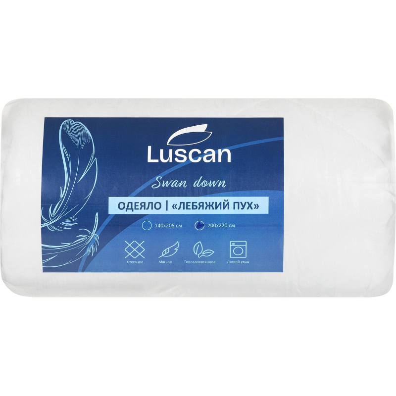 Одеяло Luscan 220×200 см стеганное микрофибра/лебяжий пух 300 г/м2