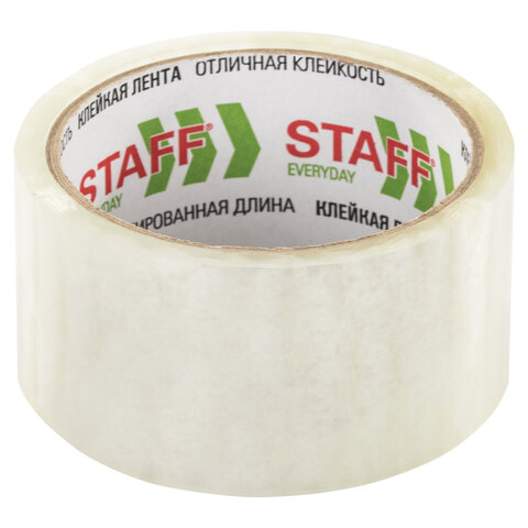 Клейкая лента 48 мм х 40 м, упаковочная, STAFF эконом, прозрачная, 40 мкм