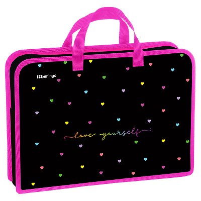 Папка с ручками 1 отделение, А4 Berlingo «Love Yourself», 340×245×75мм, пластик, на молнии