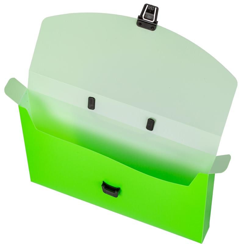 Папка-портфель пластиковая Attache Neon А4 зеленая (335×230 мм, 1 отделение)