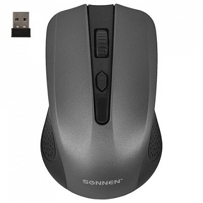 Мышь беспроводная SONNEN V99, USB, 800/1200/1600 dpi, 4 кнопки, оптическая, серая