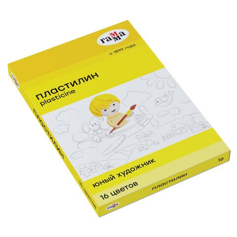 превью Пластилин Гамма «Юный художник», 16 цветов, со стеком, картон