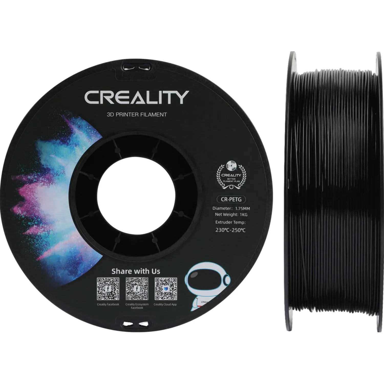 Пластик CR-PETG- Creality 1.75 м м 1 кг, черная (3301030035)