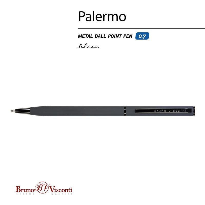 Ручка шариковая автоматическая Bruno Visconti Palermo цвет чернил синий цвет корпуса графитовый (толщина линии 0.5 мм)