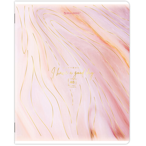 Тетради КОМПЛЕКТ 5 шт. А5, 48 л., BRAUBERG, скоба, клетка, SoftTouch, фольга, «Marble»
