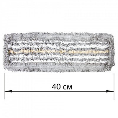 Насадка МОП плоская для швабры/держателя 40 см, ТИП У/К, хлопок/микрофибра, СЕРАЯ, LAIMA EXPERT