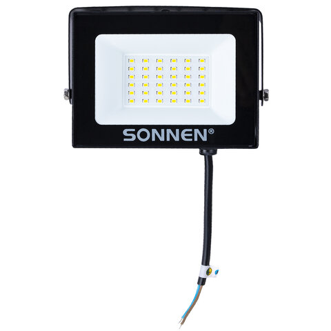 Прожектор светодиодный 30 Вт, 6500 К, 2400 Лм, IP65, 146×98x26 мм, черный, SONNEN
