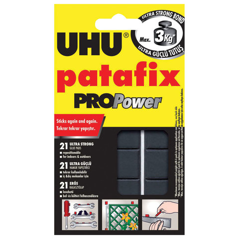 превью Подушечки клеящие UHU Patafix ProPower, 21 шт., сверхпрочные (до 3 кг), многоразовые, черные