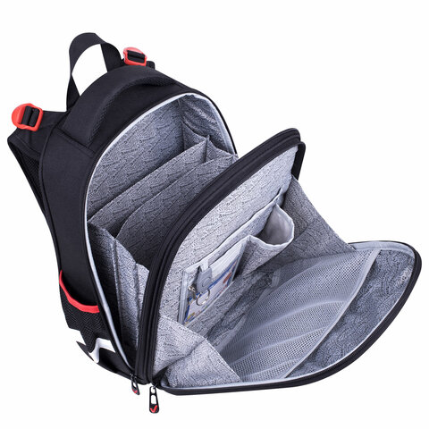 Ранец BRAUBERG PREMIUM, 2 отделения, с брелком, «City car», LED ЛАМПОЧКИ, 38×29х16 см