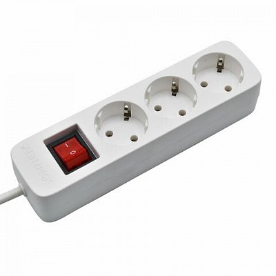 Удлинитель сетевой SONNEN PSW-5033 розетки c заземлениемвыключатель 10 А5 мбелый513661