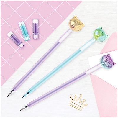Ручка шариковая MESHU «Cute Cats» синяя, 0.7мм, перламутр, софтач, ассорти