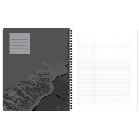 Тетради ДЭК А5 48 л. КОМПЛЕКТ 4 шт., BRAUBERG, гребень, клетка, 80 г/м, Soft-Touch, «Black Classic»