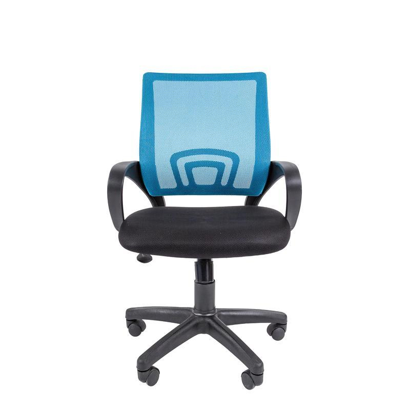 Кресло офисное Easy Chair 304 черное/голубое (ткань/сетка/пластик)