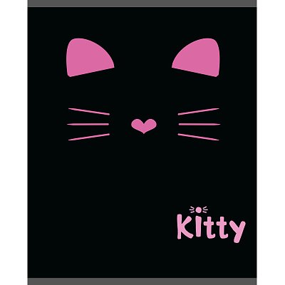 Тетрадь общая А5 48л Kitty черн, клет, скреп, ВД-лак