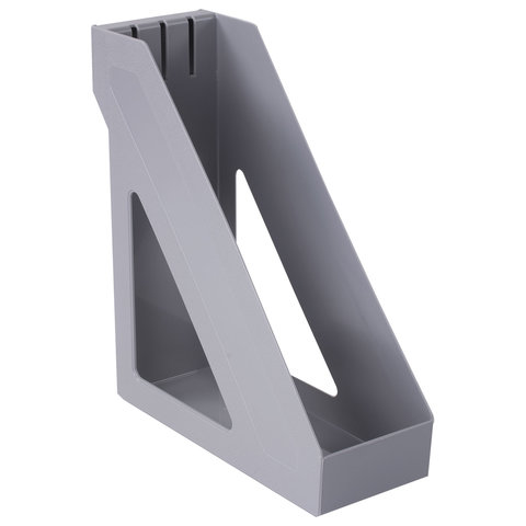 Лоток вертикальный для бумаг BRAUBERG «Basic», 265×100×285 мм, серый