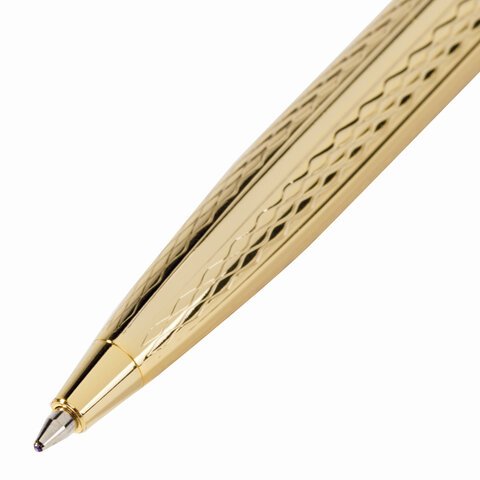 Ручка подарочная шариковая GALANT «Graven Gold», корпус золотистый с гравировкой, золотистые детали, пишущий узел 0.7 мм, синяя