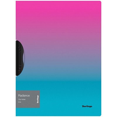 Папка с пластиковым клипом Berlingo «Radiance» А4, 450 мкм, розовый/голубой градиент