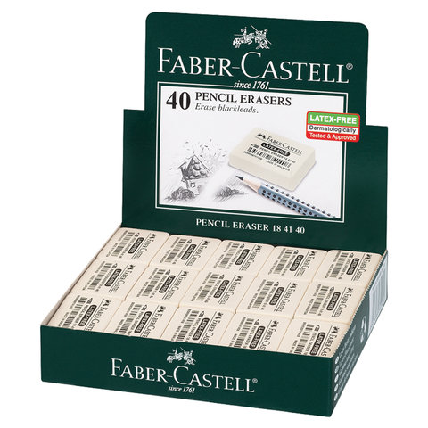 Резинка стирательная FABER-CASTELL «Latex-Free», прямоугольная, 37×25×7 мм, белая