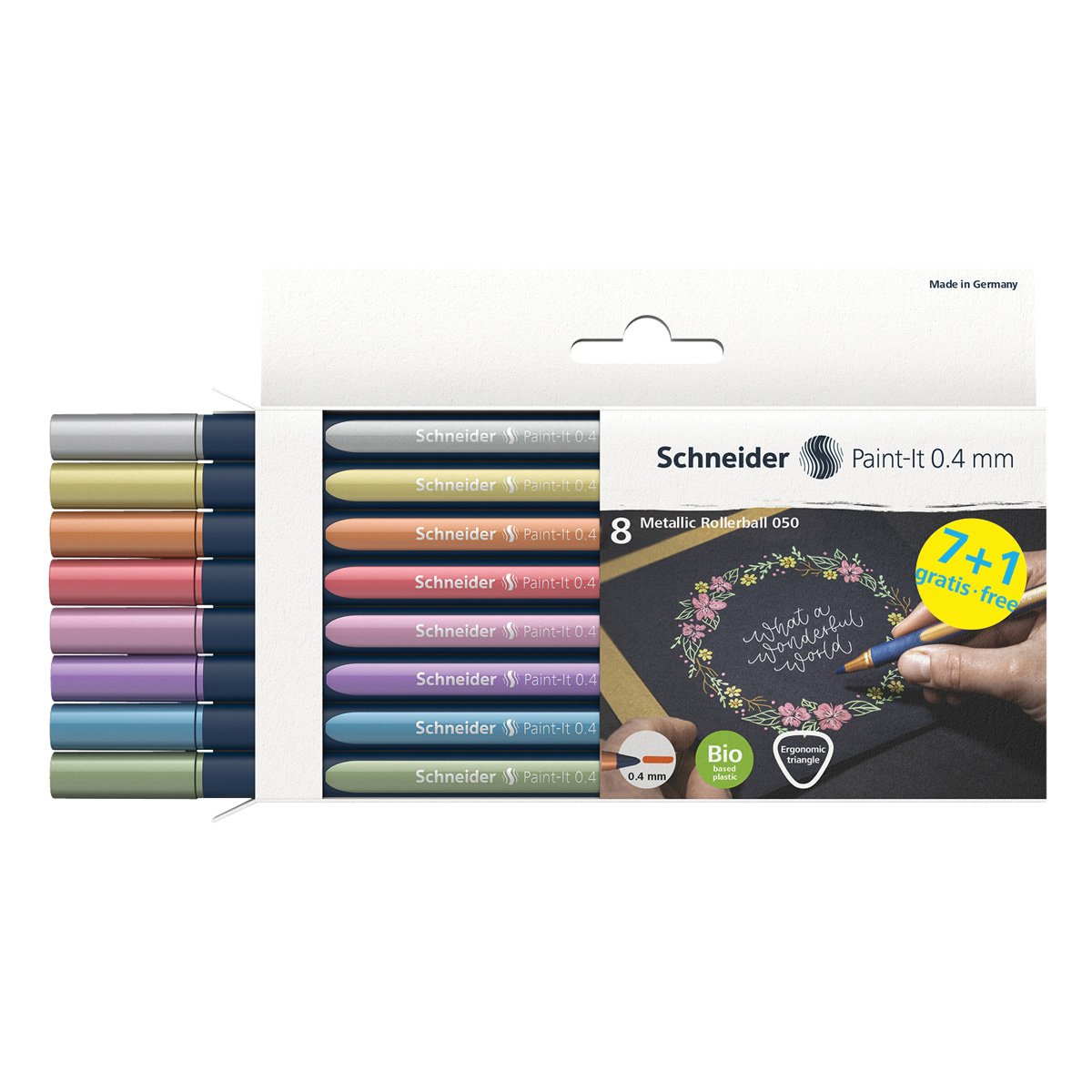 Набор ручек-роллеров Schneider «Paint-It 050» 08цв., металлик, 0.4мм, европодвес