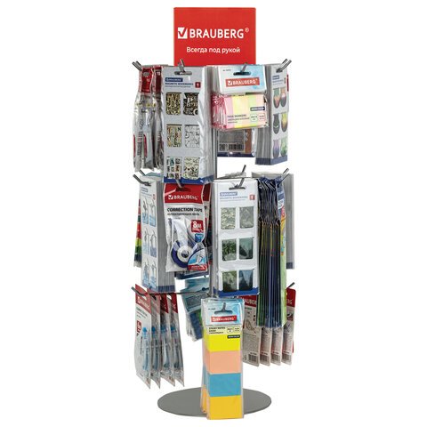 Стойка-вертушка настольная BRAUBERG68×28 см20 крючков3 вращающихся ряда505911