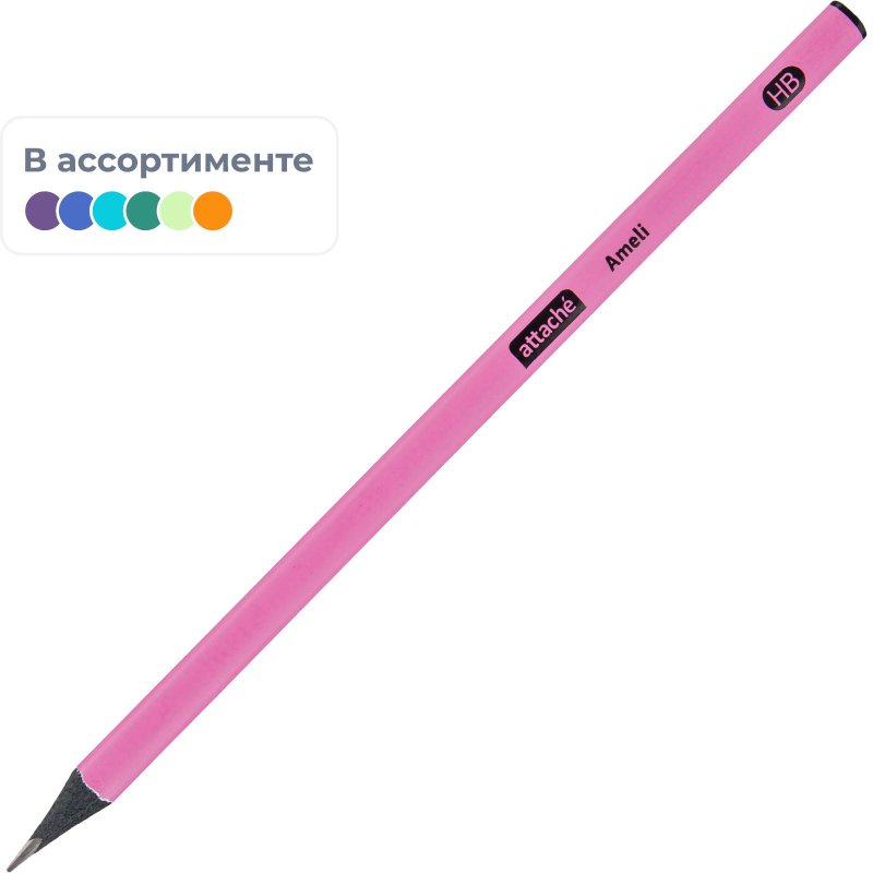 превью Карандаш чернографитный Attache Ameli HB б/ласт трехгр черн. дерево, в асс