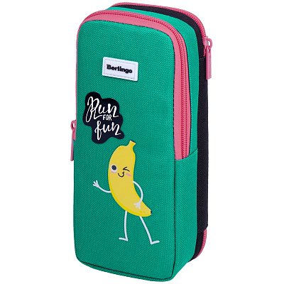 Пенал 2 отделения, 205×80×55 Berlingo «Run for fun», полиэстер, внутр. органайзер, магнит