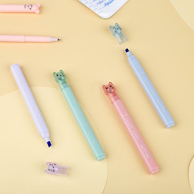 Набор текстовыделителей MESHU «Paw pastel», 04цв., пастельные цвета, 1-4мм, блистер с европодвесом
