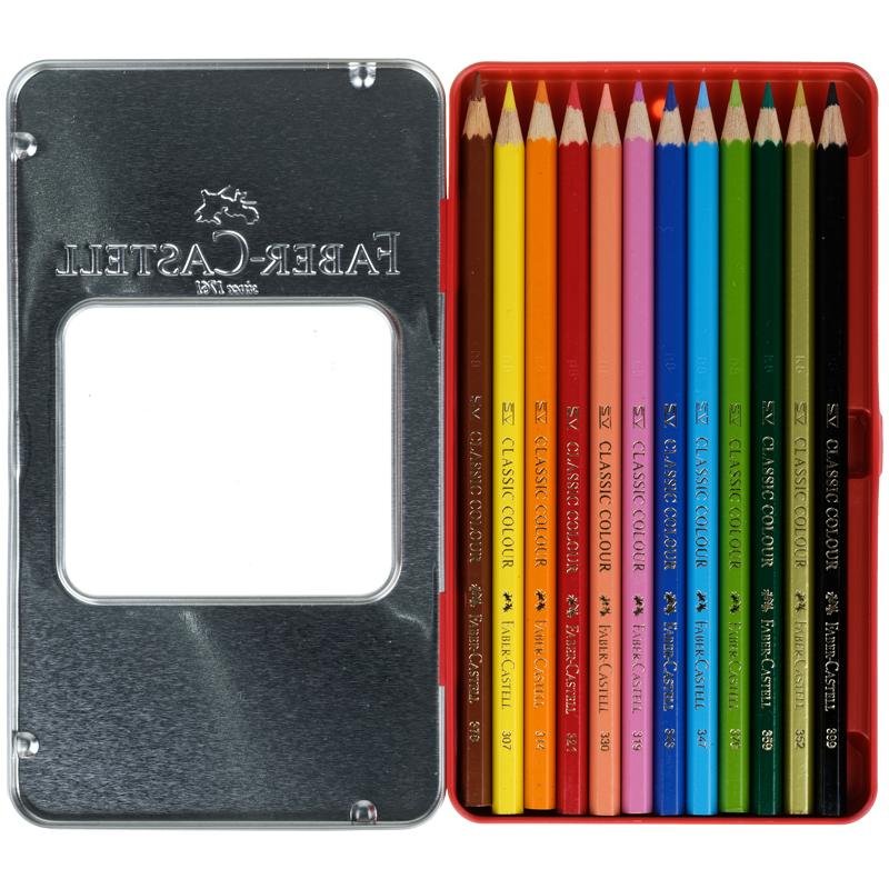 Карандаши цветные Faber-Castell, 12цв., заточен., метал. кор. 