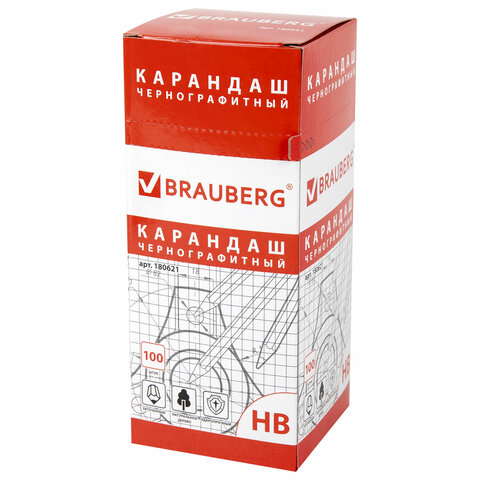 Карандаш ч/гр BRAUBERG НВ, черный, без резинки, заточенный, карт. упак.