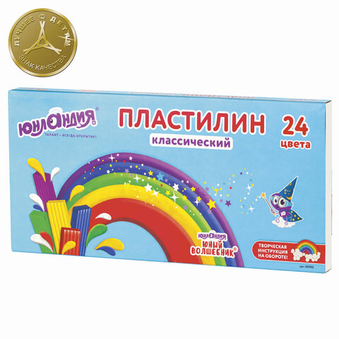 Пластилин классический ЮНЛАНДИЯ «ЮНЫЙ ВОЛШЕБНИК»24 цвета480 гсо стекомВЫСШЕЕ КАЧЕСТВО105902