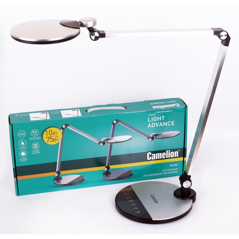 Светильник Camelion KD-865 C03, серебро, LED, 10W, 230В, сенс. рег. ярк 13400