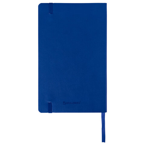 Блокнот А5 (130×210 мм), BRAUBERG ULTRA, под кожу, 80 г/м2, 96 л., клетка, темно-синий